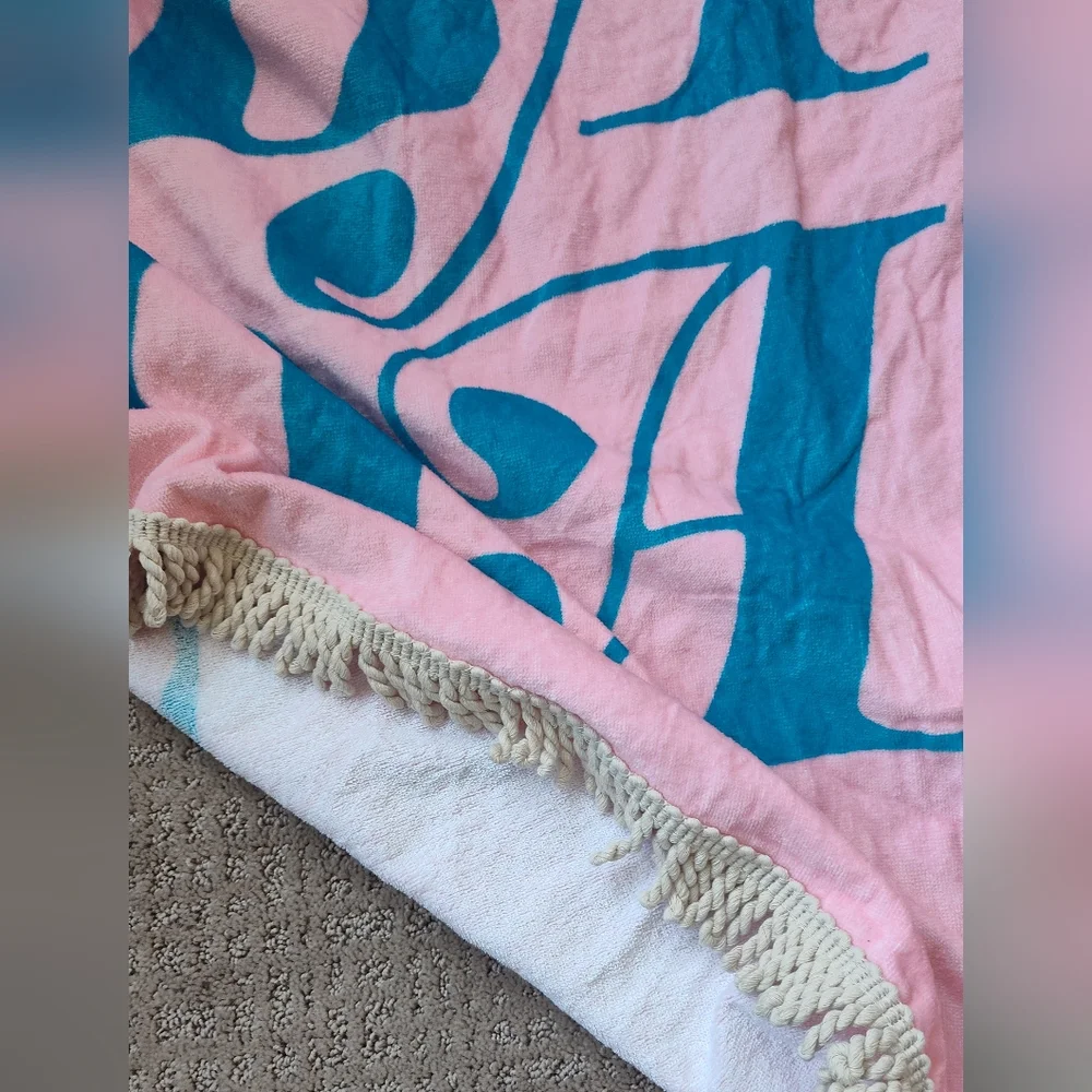 ban.do Pink and Blue Giant Circle Towel - No Bad Days